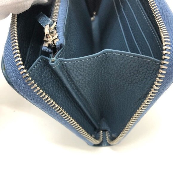 DIOR HOMME logo Zip Around Saif Long Wallet Leather Navy/SilverHardware - Picture 10 of 16